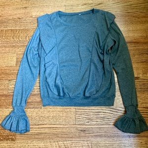 Gray Ruffle Top